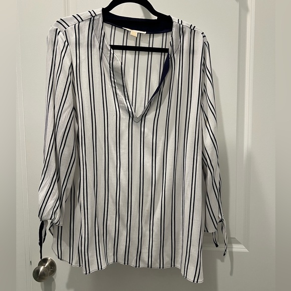Michael Kors Navy & White Striped Tunic, Size XL - Picture 1 of 9